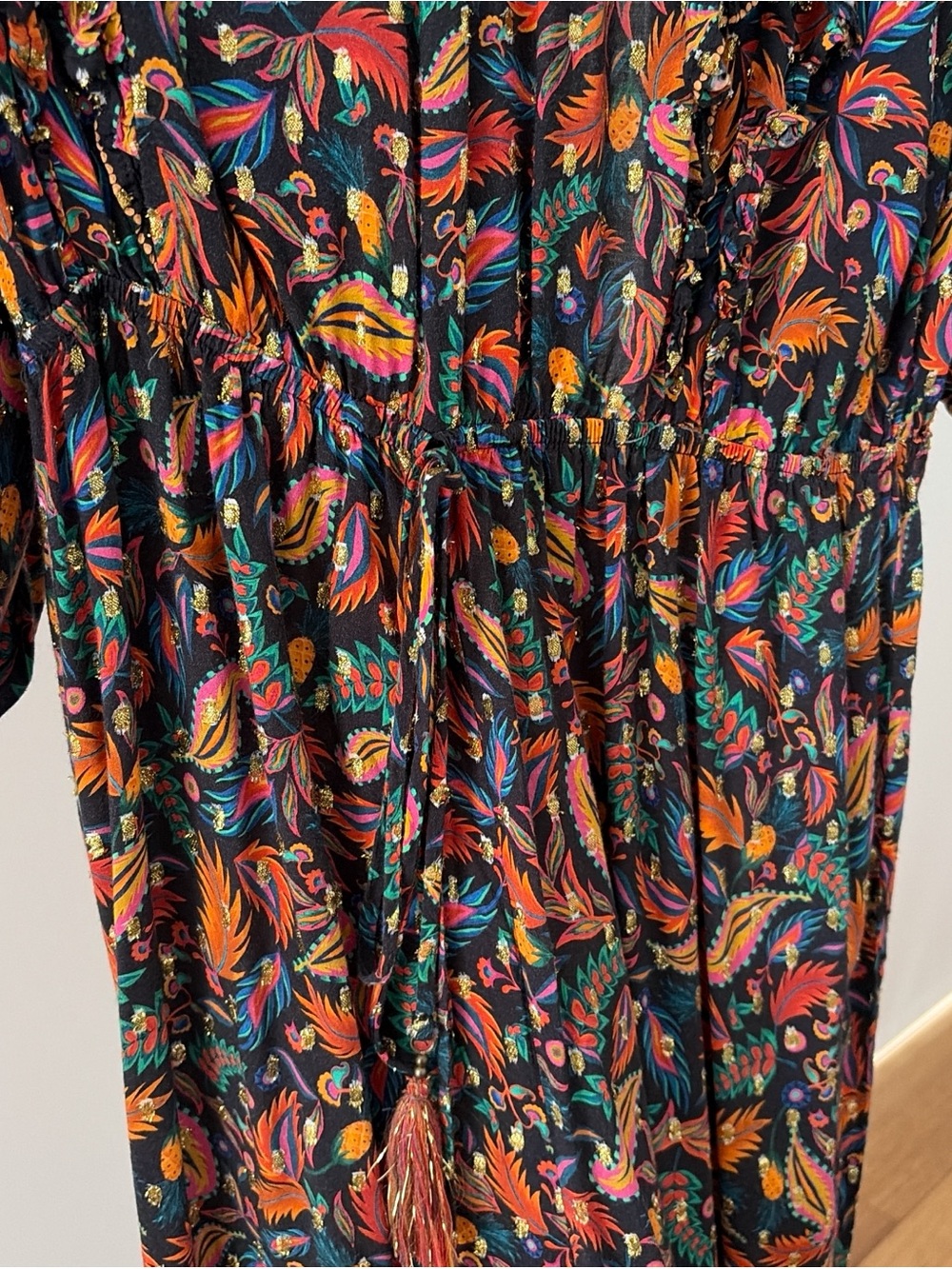 Farm Rio Bohemian Floral Ruffle Jumpsuit - Multicolor with gold details - Picture 6 of 7